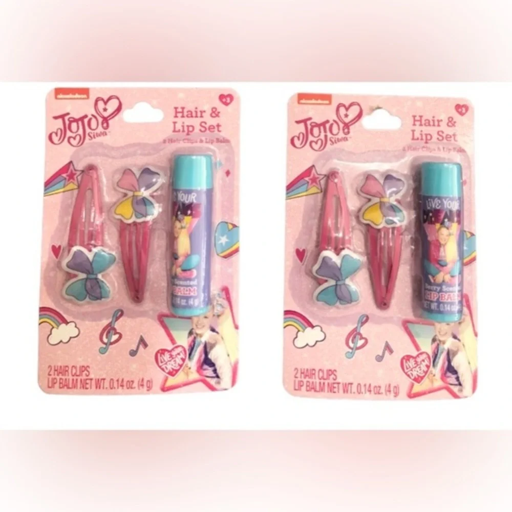 2 sets Jojo Siwa 2piece hair clip and lip balm set new